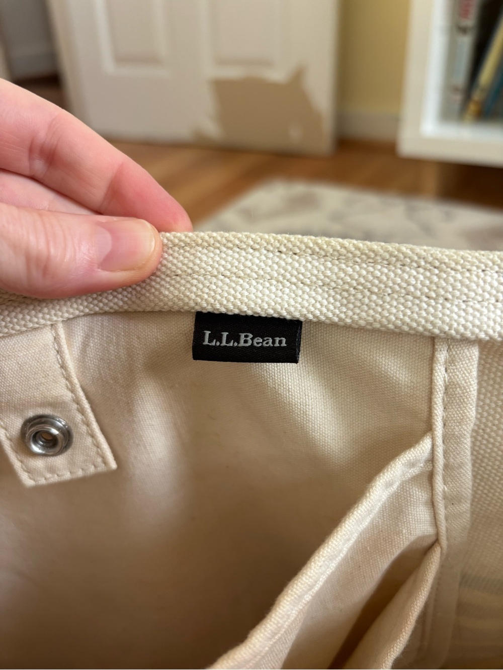 Rare Y2K L.L. Bean Boat and Tote with Leather Straps and Orange Stripe - Picture 6 of 14